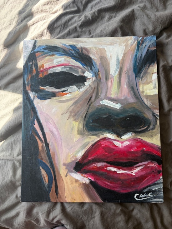 Other - Contemporary Abstract Portrait Painting - Bold Red Lips